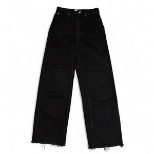 Everlane Curvy Way High Jeans Sz 24 Black Cropped High Rise Raw Hem Straight Leg